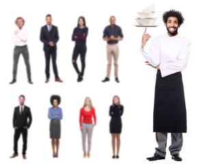 Obraz premium Businessman with people on the background