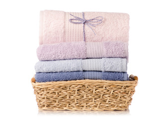 Fototapeta na wymiar A stack towel in basket
