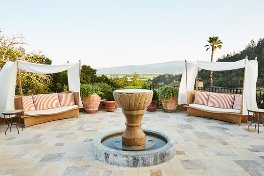 Poolside daybed at luxury resort and spa in Napa Valley, California