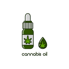 Marijuana oil emblem. Cannabis silhouette logo. Ganja symbol.