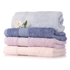 A stack set of towels pink blue flower