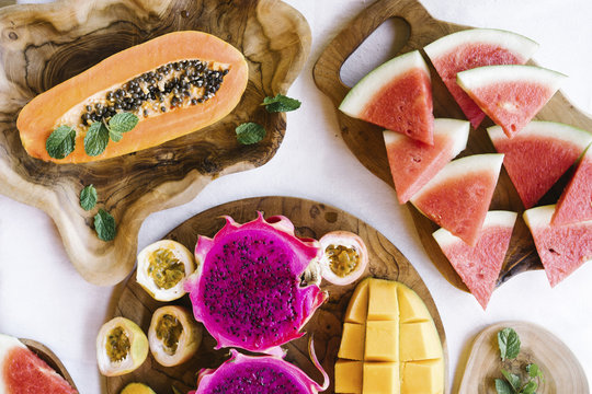 Bright assortment of exotic fruit