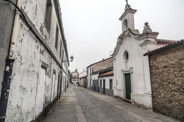 Fototapeta na wymiar Ancient street in historic center of Santiago de Compostela, Galicia, Spain.