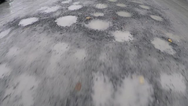 Potholes on a dirt road