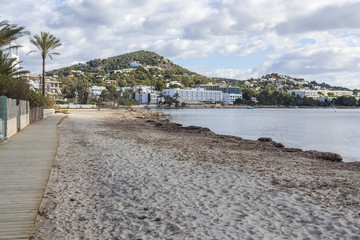 Talamanca beach, winter day, Ibiza city.Spain.