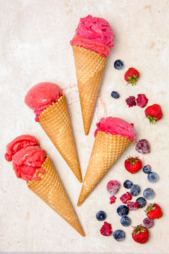 Forest fruits ice cream cones