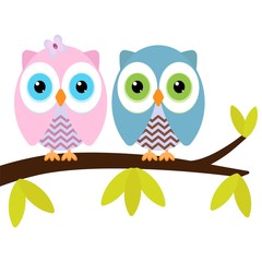 Naklejka premium two owls on a branch