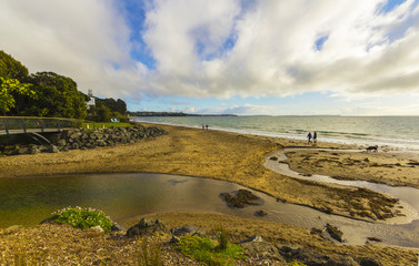 Landscape Scenery of Sunrise at Campbells Bay Beach Auckland, New Zealand
