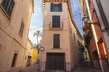 Fototapeta na wymiar Street view, historic center of Palma, Balearic Islands.Spain.
