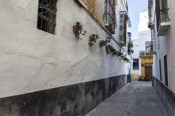 Street village view,Sanlucar de Barrameda,Andalucia.Spain.