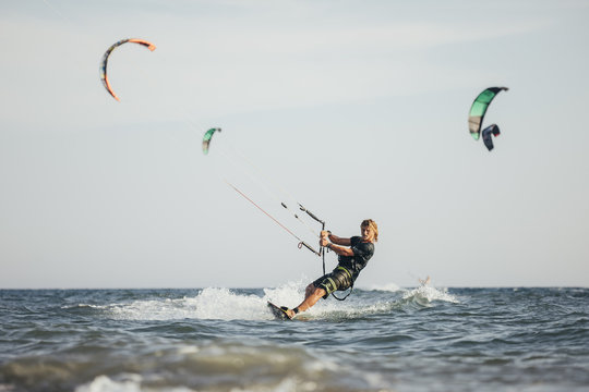 Kitesurfing on the Sea