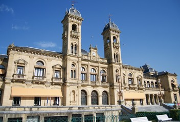 Fototapeta na wymiar City Hall monument in San Sebastian, Spain