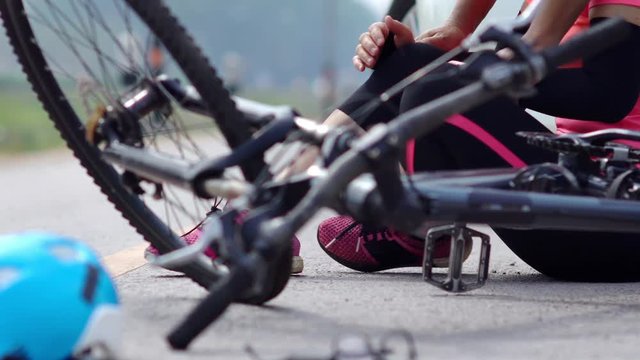 Drunk driving accident , car crash with bicycle on road