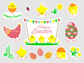 Naklejka premium Beautiful set of Easter doodles in vector.