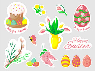 Beautiful set of Easter doodles in vector.