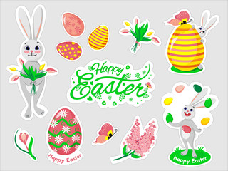 Fototapeta premium Beautiful set of Easter doodles in vector.
