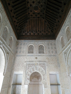 Roof inside a Nasrid Palace in the Alhambra, Granada, Andalucia, Spain