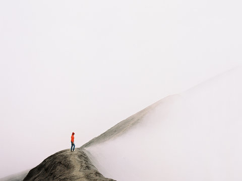 Person walking on mountain path