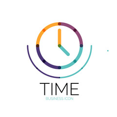 Vector abstract logo idea, time concept or clock business icon. Creative logotype design template