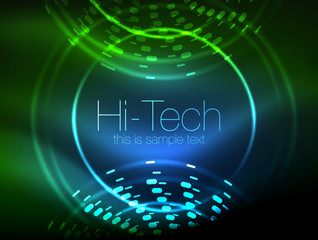 Glowing neon dotted shape abstract background, technology shiny concept design, magic space geometric background