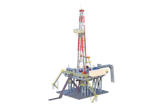 Land rig drilling oil platform. 3D rendering