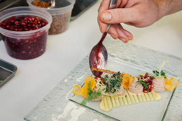 Cooking food in a fine dining restaurant