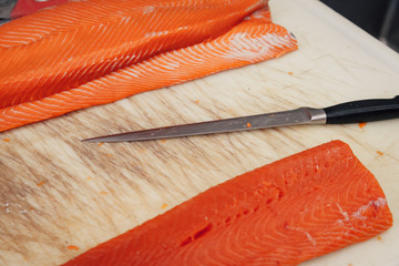 Cooking food in a fine dining restaurant