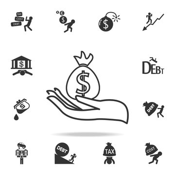 money in hand icon. Detailed set of finance, banking and profit element icons. Premium quality graphic design. One of the collection icons for websites, web design