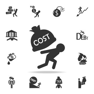 man carry the costs icon. Detailed set of finance, banking and profit element icons. Premium quality graphic design. One of the collection icons for websites, web design