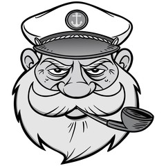 Sea Captain Illustration - A vector cartoon illustration of a Sea Captain mascot.
