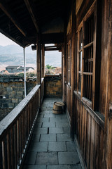 Wooden house view in one of the ancient villages of Xiamei, China