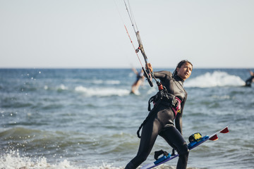 Woman Enjoying Summer Kiteboarding