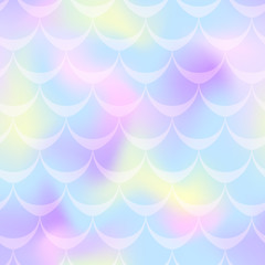 Cold blue yellow mermaid scale vector background. Pastel iridescent background. Fish scale pattern. © Elya.Q