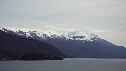 Snowcapped mountains Galicica by Ohrid Lake, Macedonia