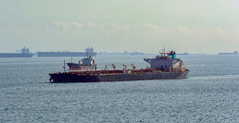 Oil tanker in Singapore Strait.