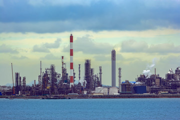 Fototapeta na wymiar Oil refinery on Jurong Island. Singapore.