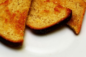 Pieces of fried bread for breakfast.