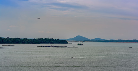 General view of Singapore strait shores.