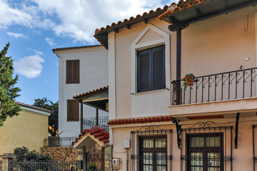 Street and old houses in old town of Xanthi, East Macedonia and Thrace, Greece