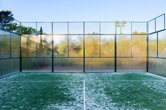 Empty paddle tennis courts