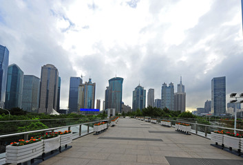 Fototapeta na wymiar In 2015 in Shanghai, China, on September 24th world financial center skyscrapers in lujiazui group.