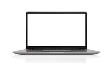 isolated front view of laptop computer with empty blank  screen space