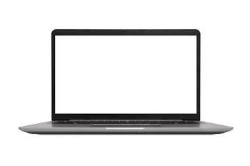 isolated front view of laptop computer with empty blank  screen space