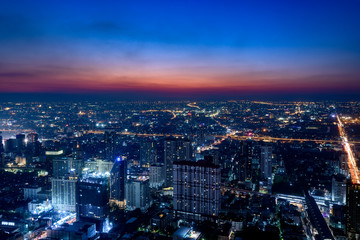 Cityscape of Bangkok, Thailand at night