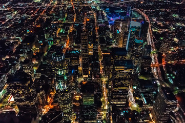 Fototapeta na wymiar Aerial view of Downtown Los Angeles at twilight