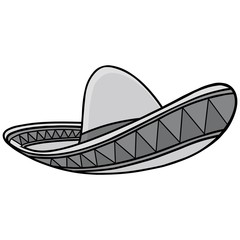 Sombrero Illustration - A vector cartoon illustration of a Mexican Sombrero.
