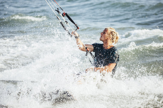 Mand Kite-surfing on the Sea