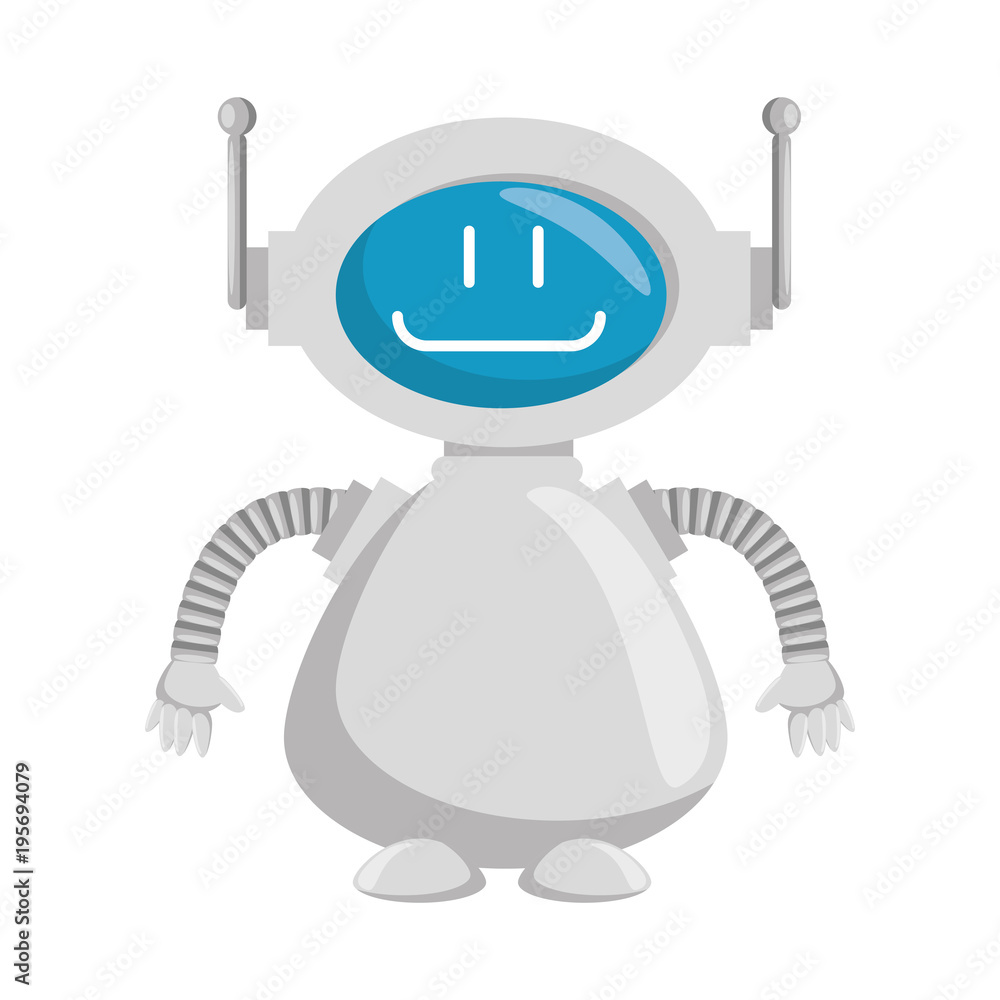 Poster technological robot character icon