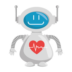 technological robot with heart cardio character icon