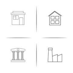 Buildings And Constructions simple linear icon set.Simple outline icons